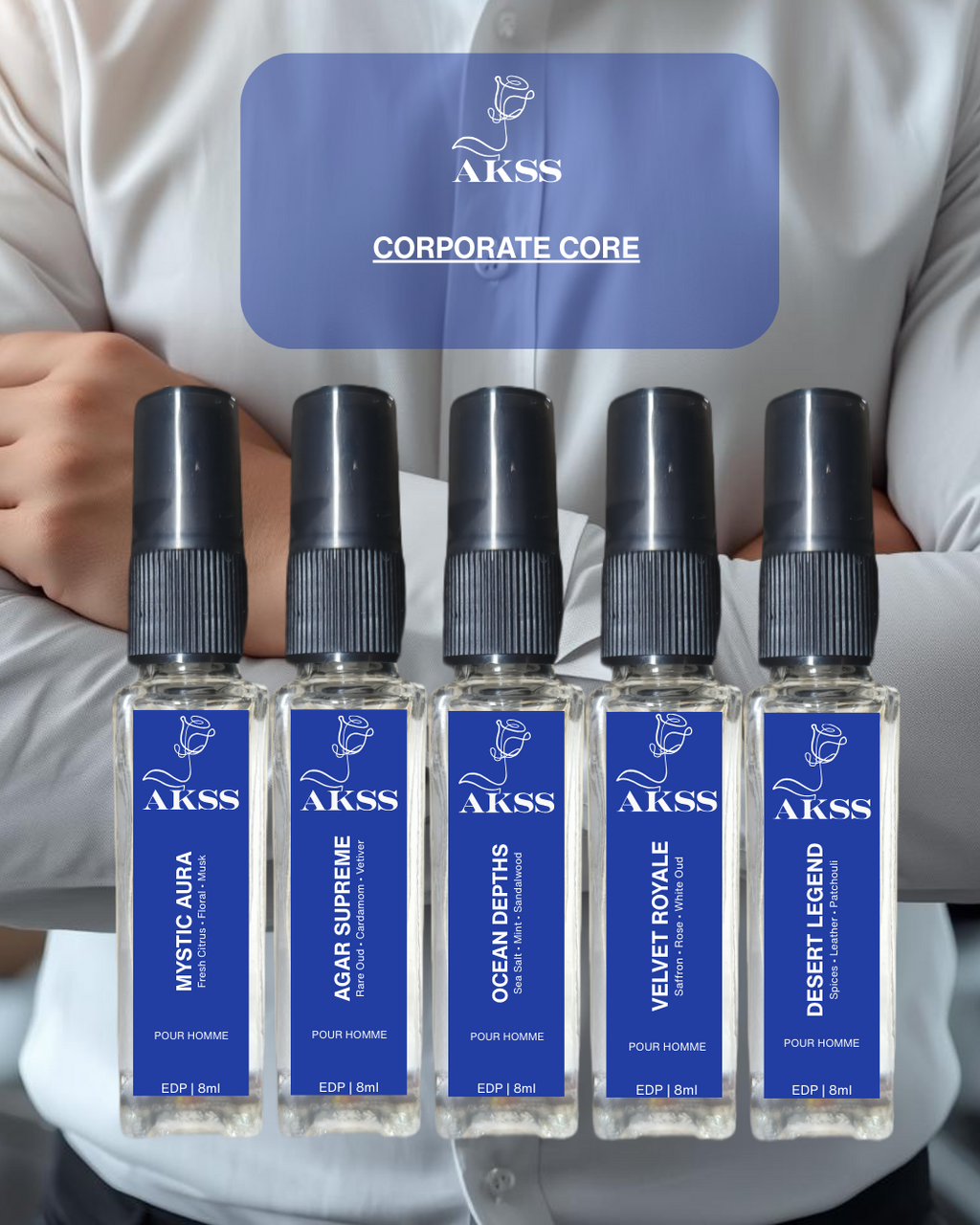 Luxury clean and fresh office perfume set for men – Akss Corporate Core Edition