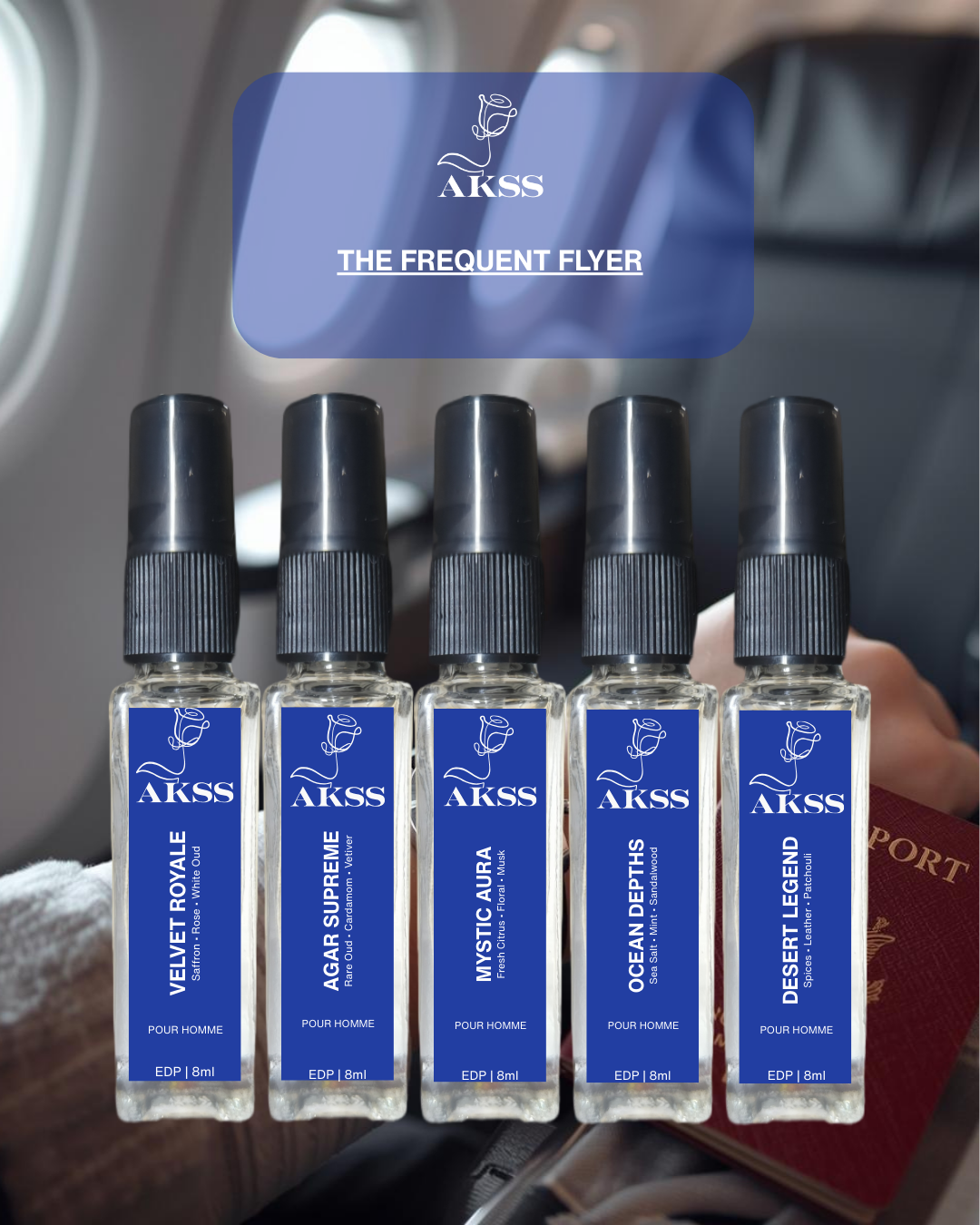  Luxury fresh, oud and travel perfume set for men – Akss Frequent Flyer Edition