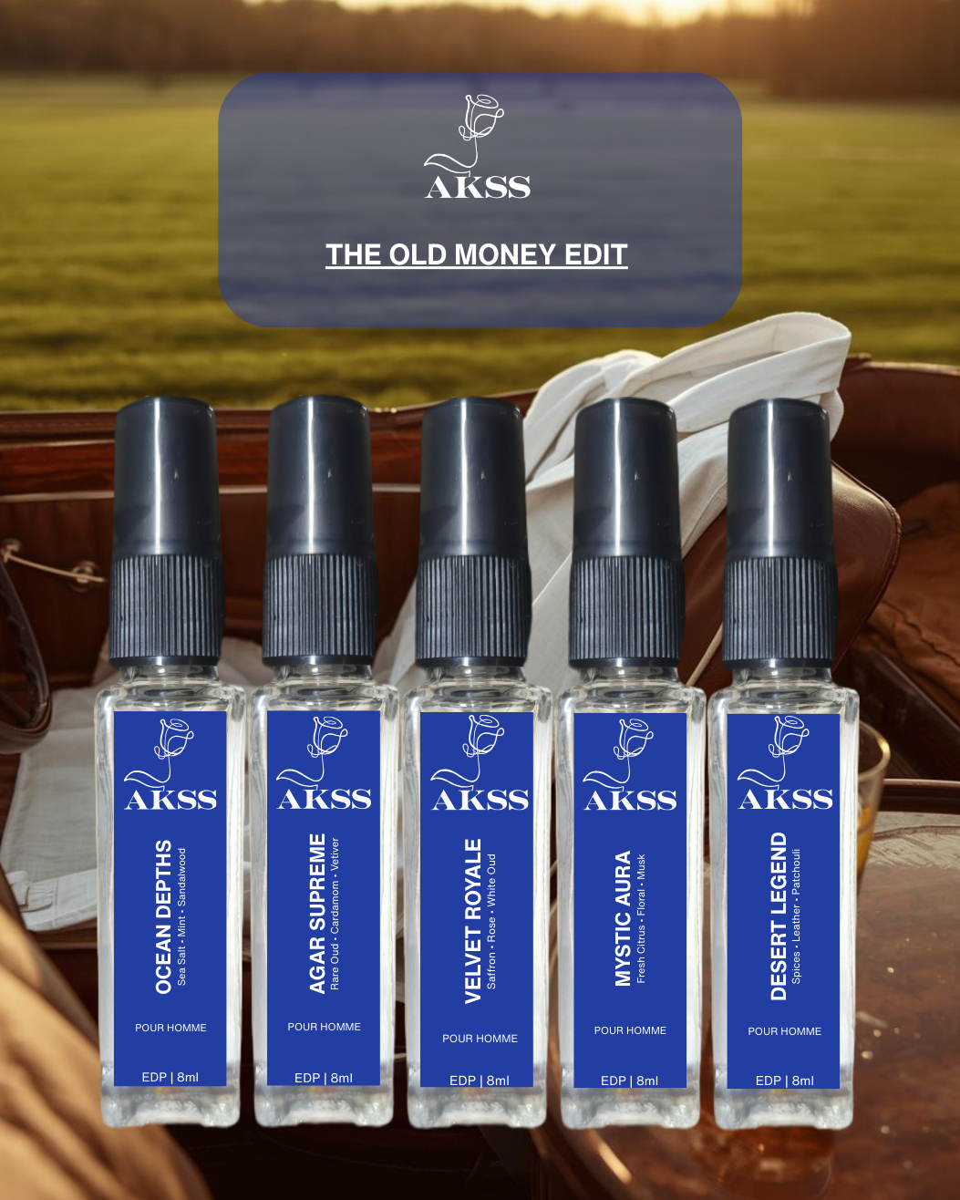  Luxury oud, leather and musk perfume set for men – Akss Old Money Edition