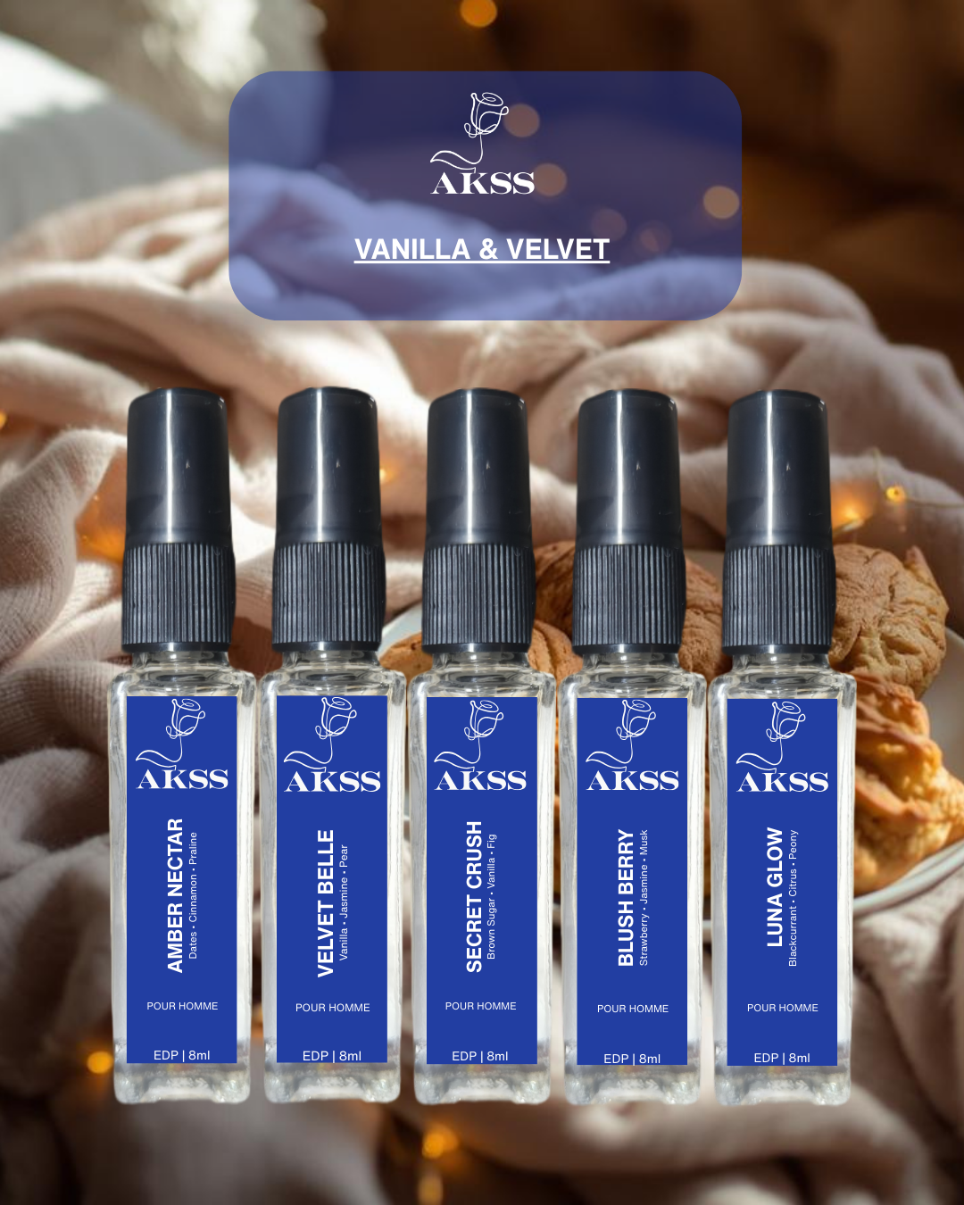 Luxury vanilla, amber and gourmand perfume set for women – Akss Vanilla & Velvet Edition